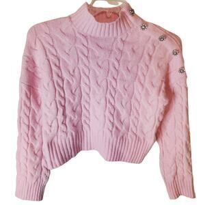 Happily Grey Pink Mock Neck Sweater, NWT, Medium